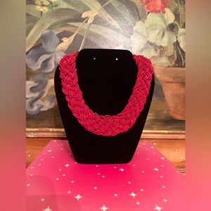 RED SEED BEAD CHOKER NECKLACE